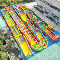 Parcours d'obstacles gonflable commercial en PVC, garantie 3 ans, trampoline, aire de jeux, aventure en plein air