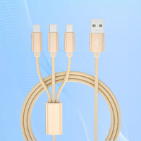 Kabel Pengisian Cepat Multi-Fungsi 3-in-1 (1m/2m/3m) dengan Jalinan Nilon & Kawat Tembaga untuk iPhone, Android, Samsung