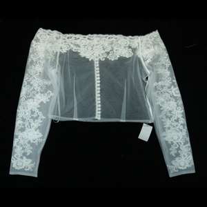 Châle de <span class=keywords><strong>mariage</strong></span> D1315B sexy à épaules dénudées, à manches longues, en dentelle brodée, pour <span class=keywords><strong>femme</strong></span>, châle de robe de mariée - Product Image 5