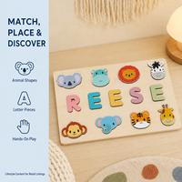 Puzzle Kayu Zhangmu untuk Mencocokkan Hewan & Huruf, Mainan Edukasi Dini untuk Anak Prasekolah, untuk Kreator Konten & Pengecer