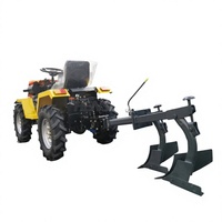 Mini Tractor de 12 HP con Tracción en las 4 Ruedas y Arado de Doble Fila para Uso en Pequeñas Granjas, Motor Diésel, Tractor Agrícola Multifuncional