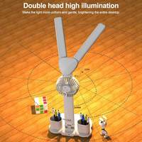Lampe de Table LED à Intensité Variable avec Rotation à 180 Degrés, Pliable, USB, à Deux Têtes pour Lecture de Bureau