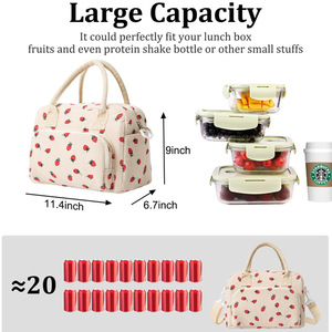 Sac isotherme de boîte à lunch imprimé fraise portable de grande capacité pour femmes pour les déplacements et le stockage des aliments - Product Image 4