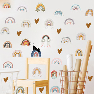 Pegatinas de pared con diseño de arcoíris, <span class=keywords><strong>sol</strong></span> <span class=keywords><strong>y</strong></span> estrellas, estilo ecléctico, autoadhesivas de PVC, removibles, reutilizables, arte de pared para habitación de niños, sala de estar - Product Image 6