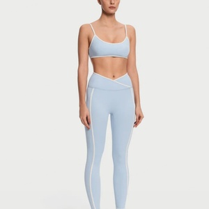 ชุดบราออกกำลังกายแบบปรับสายได้ เซ็กซี่ เหมาะสำหรับฟิตเนส โยคะ ไซส์ใหญ่ ดีไซน์ไร้ตะเข็บ เอวยางยืด สีตัดกัน ส่งออก - Product Image 6