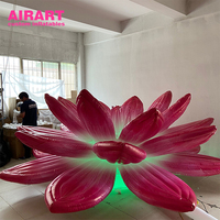 Éclairage LED en forme de fleurs de lotus gonflables roses, fleur de lotus gonflable pour événement