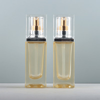 Flacon carré en verre cosmétique à fond épais de 30 ml avec pompe pulvérisatrice et diffuseur à bâtonnets, sérigraphie, emballage en gros pour mascara