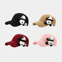HT-2634 Gorra de Béisbol de Algodón con Diseño de Panda de Dibujos Animados para Mujer, Venta al Por Mayor, para Estudiantes, Se Acepta Personalización