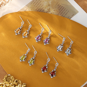 9 Dainty Hollow Designer 4*6mm Colored Gemstone Drop Earrings Natural <b>Stone</b> 925 Sterling Silver Jewelry Wholesale - Product Image 5