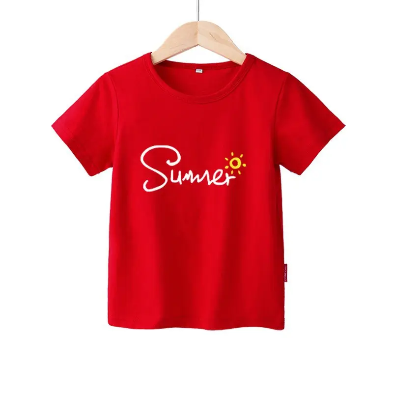 Ingrosso grande amore a maniche corte per ragazze estive a mezza manica t-shirt da bambina rosso Top di marca abbigliamento per bambini