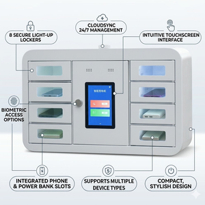 Armadietto Porta Cellulari Mini Smart con Ricarica e <span class=keywords><strong>Serratura</strong></span> Elettronica, Assemblato, con Codice a Barre, <span class=keywords><strong>per</strong></span> Scuola, Ufficio, Spiaggia - Durevole - Product Image 5