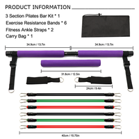 Vente en gros de cordes élastiques en latex pour exercices de musculation en salle de sport avec logo personnalisé, kit de 11 bandes de résistance avec barre de Pilates