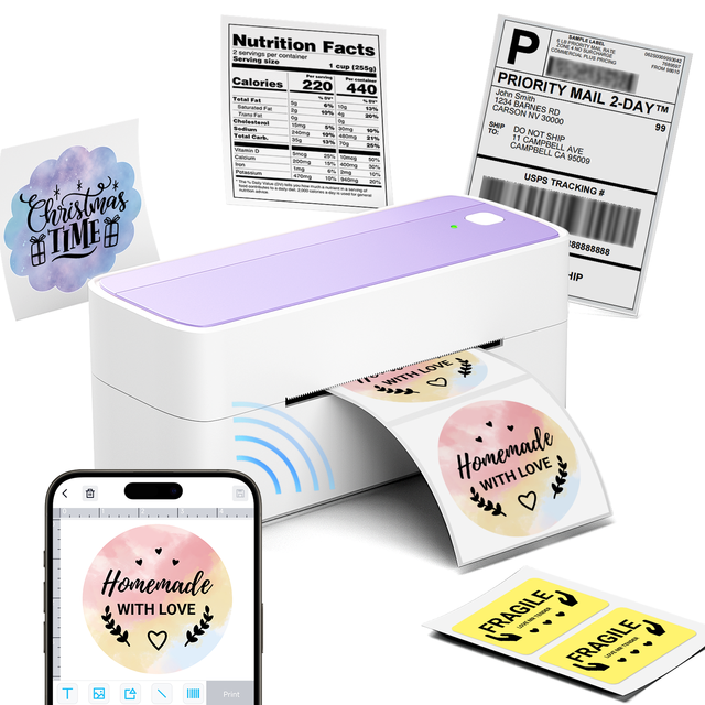 4x6 Label Printing Machine Phomemo PM-241-BT Shipping Label Printer Thermal Printer for Shipping Labels Barcode Address Printer