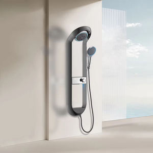 Ensemble de douche thermostatique intelligent <span class=keywords><strong>à</strong></span> touches piano en laiton, mitigeur mural réglable en hauteur pour salle de bain avec fonction pluie - Product Image 1
