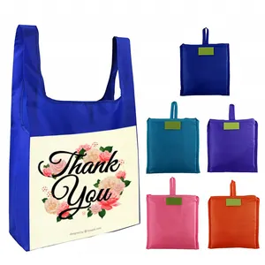 도매 휴대용 폴리에스터 사용자 정의 감사 쇼핑 토트 백 접이식 판촉 식료품 가방