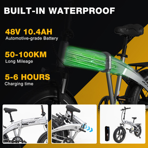 <span class=keywords><strong>Vélo</strong></span> <span class=keywords><strong>électrique</strong></span> de ville <span class=keywords><strong>pliable</strong></span> à pneus larges 48V, suspension intégrale, alliage d'aluminium, frein à disque CE <span class=keywords><strong>HITWAY</strong></span> BK36 20 pouces, 250W pour l'UE - Product Image 6