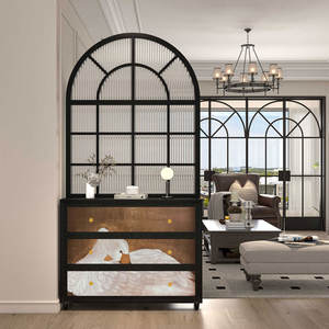 <span class=keywords><strong>Armoire</strong></span> d'entrée en bois massif abstraite rétro de Style français conception industrielle cloison en verre trempé <span class=keywords><strong>armoire</strong></span> de rangement de salon - Product Image 1