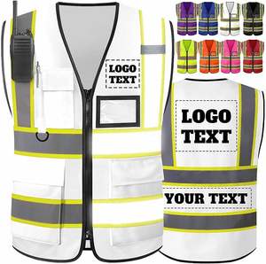 Gilet de sécurité haute visibilité en maille respirante, protection certifiée ANSI avec bandes réfléchissantes, plusieurs poches pour travaux de construction - Product Image 1