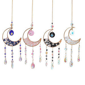 Wholesale High Quality Natural <b>Crystal</b> Sun Catcher <b>Moon</b> Evil Eye Design Feng Shui Antique Imitation Shadow Carved Polished Art - Product Image 1