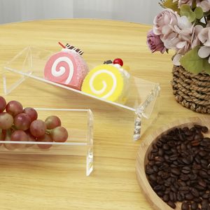 2pcs Acrylic Cracker Khay & Biscuit đứng máy chủ chủ chủ hình chữ nhật rõ ràng hiển thị thực phẩm Countertop nhà tiệc cưới sự kiện - Product Image 5