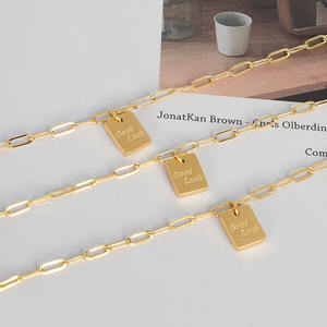 <span class=keywords><strong>Tobillera</strong></span> de cadena de acero inoxidable chapado en oro de 18k con Clip de papel, joyería para pies, amuleto de la buena suerte, venta al por mayor - Product Image 5