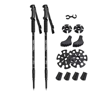 Bâton <span class=keywords><strong>de</strong></span> marche télescopique en <span class=keywords><strong>aluminium</strong></span> à 3 sections pour hommes, pliable, pour le camping et la <span class=keywords><strong>randonnée</strong></span>, avec poignée en plastique et embout en acier au tungstène <span class=keywords><strong>carbone</strong></span> - Product Image 1