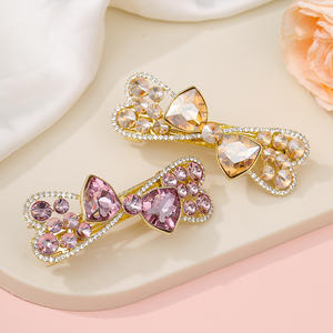 Élégante pince à cheveux coréenne en alliage avec nœud papillon et strass pour femme, idéale pour mariage, fête ou usage quotidien - Product Image 1