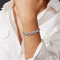 Vvs Moissanite Bijoux 14mm Cuban Link Bracelet En Argent Sterling 925 Moissanite Diamant Bracelet Moissanite baguette Bracelet