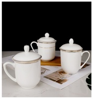 Mug d'affaires personnalisé Wargo pour réunions de bureau, en porcelaine céramique à motif rayé, compatible micro-ondes, cadeau avec couvercle à paille