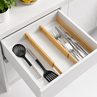 Lot de 6 séparateurs de tiroirs réglables en bambou, organisateurs de tiroirs extensibles pour ustensiles de cuisine, vêtements, salle de bain, bureau