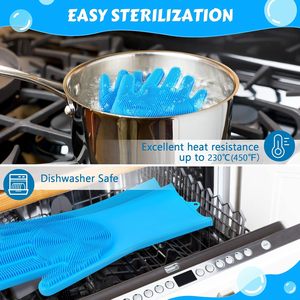 Guantes de Aseo para Mascotas con Diseño de Cinco Dedos, Silicona Resistente al Calor con Dientes de Alta Densidad, para Bañar y Masajear Perros y Gatos, Azul - Product Image 5