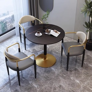 Plaque de roche de luxe réunion invités réception <span class=keywords><strong>Table</strong></span> ronde chaise combinaison bureau moderne loisirs négociation <span class=keywords><strong>Table</strong></span> chaise - Product Image 1