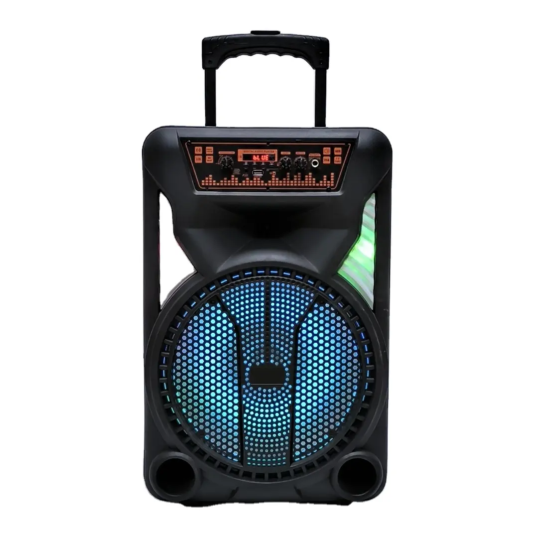Xách tay 12-inch DJ Karaoke Loa RGB LED chiếu sáng USB AUX hai chiều pin nhựa hộp âm nhạc bên không Dây Khuyến Mãi
