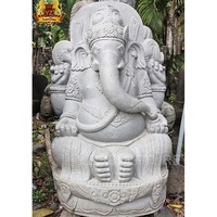 Statue décorative extérieure de haute qualité en marbre blanc seigneur ganesha statue de dieu hindou en pierre blanche à vendre