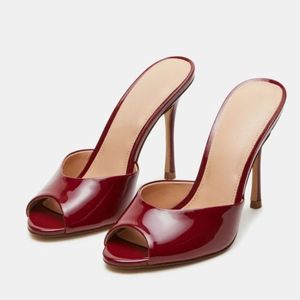 Custom All Color Open Toe Mules Trending Thin Fashion Lady <b>Shoes</b> Sepatu Heels for Women - Product Image 3