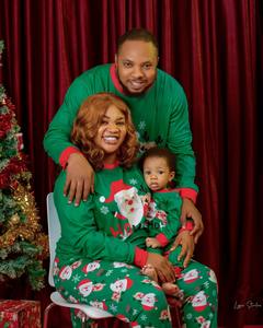 Ventes Flash Tenues Assorties Famille Noël à Imprimé Père Noël Dessin Animé, Ensembles Deux Pièces Pyjamas Décontractés pour Familles - Product Image 5