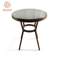 Meubles de café de jardin en plein air de haute qualité, cadre en aluminium, Table en verre ronde