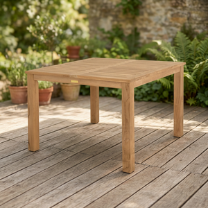 Table à manger moderne carrée en bois massif, écologique, imperméable, design rustique, durable, stable, ensemble de meubles pour la maison, pour l'intérieur et l'extérieur - Product Image 3