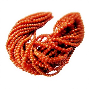 ลูกปัดปะการังอิตาลีธรรมชาติทรงกลมขนาด 3 มม. พลอยมีค่า ความยาว 10 นิ้ว - Product Image 1