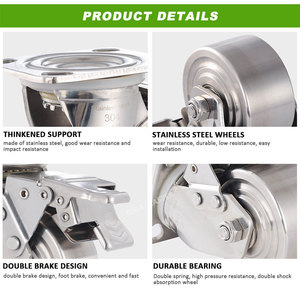Insgesamt alle Edelstahl rollen Räder drehbar mit Brems wagen Heavy Duty 4 "5" 6 "8" Zoll - Product Image 2