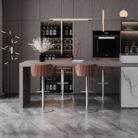 Tabouret de bar moderne et simple en cuir véritable de vachette, réglable en hauteur, style luxe léger, pour îlot de cuisine ou comptoir, HD-737D