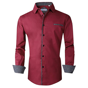 Les hommes faits sur commande 100% coton manches longues coupe droite robe chemise - Product Image 4