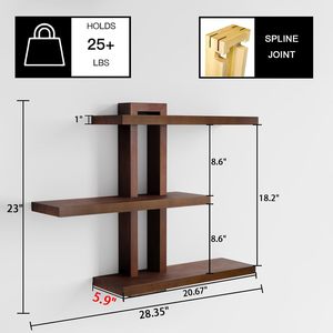 <b>Wall</b> <b>Mounted</b> Wooden <b>Shelf</b> 3 Tier Rectangle Multipurpose Storage For Living Room Kitchen Bathroom - Product Image 3