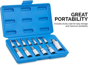 Jeu de douilles outils professionnels 13pc MM Bit Chrome Jetech Vw <span class=keywords><strong>Torx</strong></span> tête boulon clé à <span class=keywords><strong>douille</strong></span> avec 1/2 "<span class=keywords><strong>femelle</strong></span> <span class=keywords><strong>Torx</strong></span> Socket Long - Product Image 4