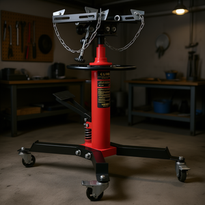 Martinetto Idraulico per Trasmissione, Capacità 1100 libbre, Sollevatore Telescopico in Acciaio per Garage, Rosso, con Ruote Girevoli - Product Image 2