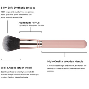Juego de brochas de maquillaje vegano profesional superventas, 16 Uds., logotipo personalizado, fibra sintética suave rosa - Product Image 5