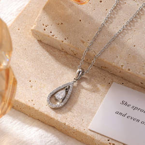 Nuevo collar geométrico de circón minimalista francés para mujer, collares de gota de agua fría Ins, colgantes de moda con lágrimas de hadas para joyería - Product Image 3