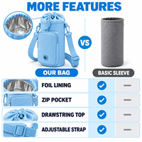 Sac isotherme en nylon pour bouteille d'eau avec doublure en aluminium et pochette avant zippée pour le voyage, directement de l'usine