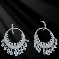 925 argent Sterling gland longue boucle d'oreille collier ensemble bijoux à la mode Zircon pour les femmes plaqué or pour les fêtes mariages cadeaux