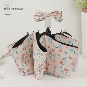 Sombrilla Plegable Anti-UV con Estampado de Flores Amarillas Pequeñas y Goma Negra, para Viajes, Días Soleados y Lluviosos, con Logotipo Personalizado - Product Image 6